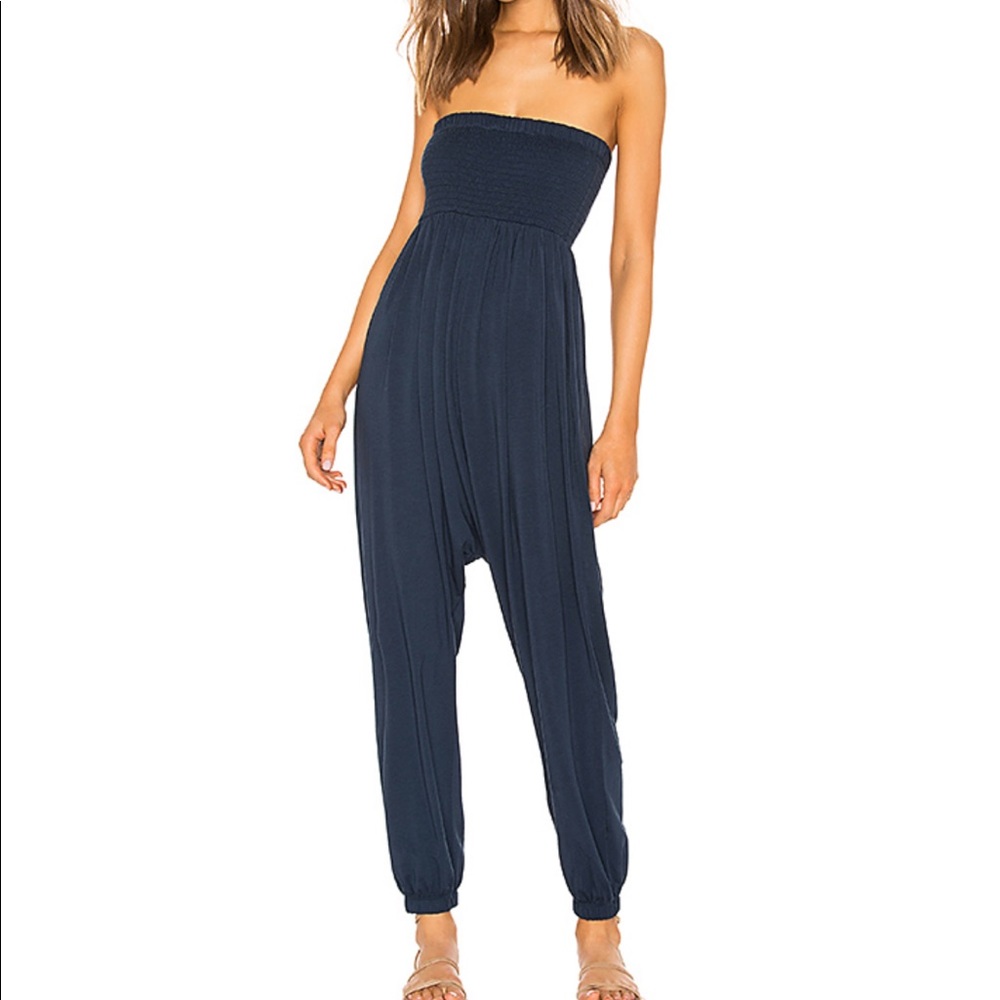 Revolve draped Jersey strapless jumpsuit size XS